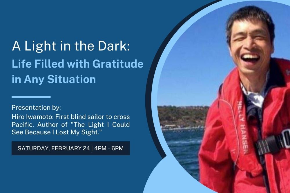 Blue graphic with a photo of Hiro Iwamoto that has the presentation title on it.