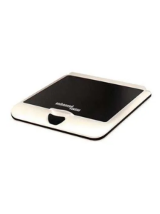 A Humanware CCTV base plate with a black center and white trim around the edges.
